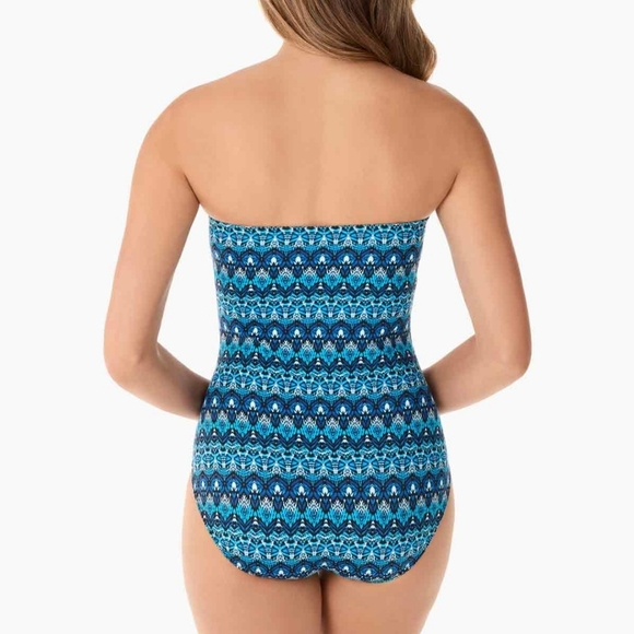 Women's Blue Patterned Swimsuit Miraclesuit Mosaica Seville 14 Nwot - Picture 2 of 7